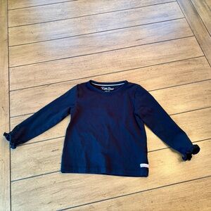 RuffleButts Black Knit Long Sleeve Ruffle Sleeve Top, Size 3T